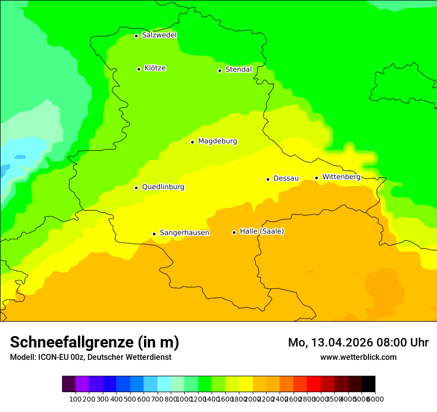 Modellkarte ICON-EU – snowlmt – st