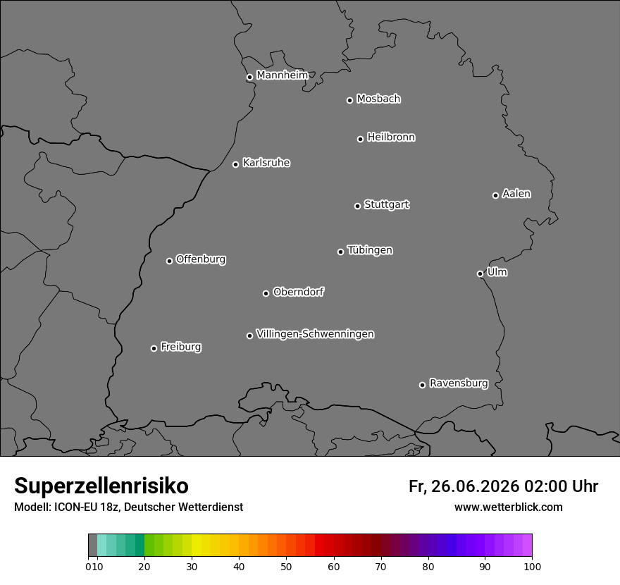 Modellkarte ICON-EU – superzellenrisiko – bw