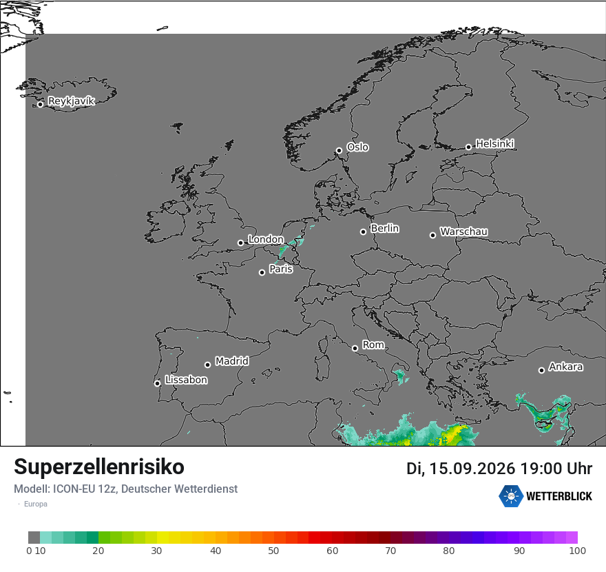 Modellkarte ICON-EU – superzellenrisiko – europa