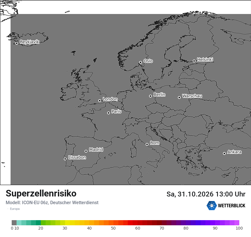 Modellkarte ICON-EU – superzellenrisiko – europa