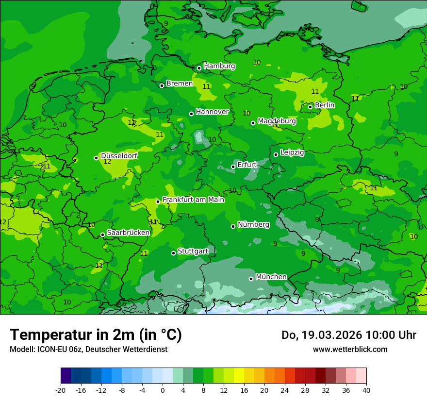 Modellkarte ICON-EU – t2m – deutschland