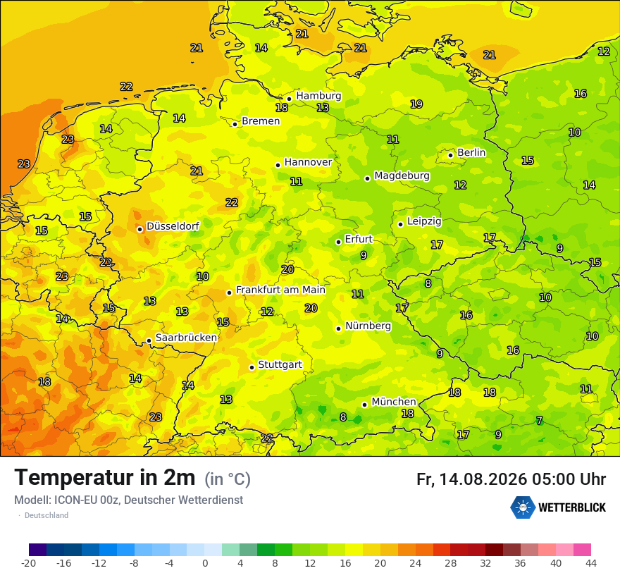 Modellkarte ICON-EU – t2m – deutschland