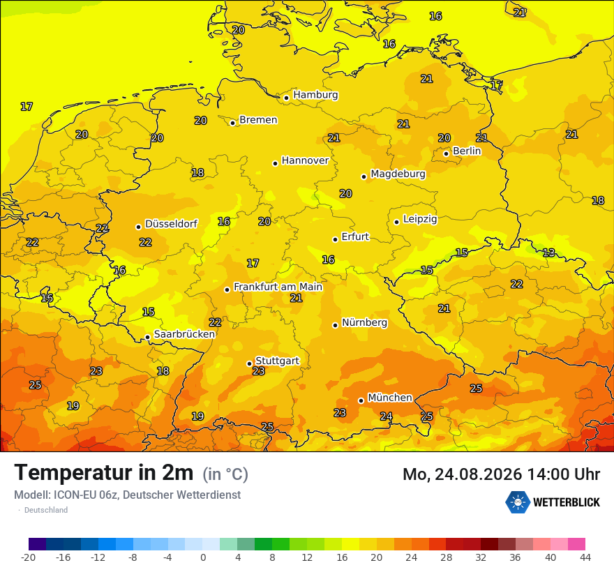 Modellkarte ICON-EU – t2m – deutschland