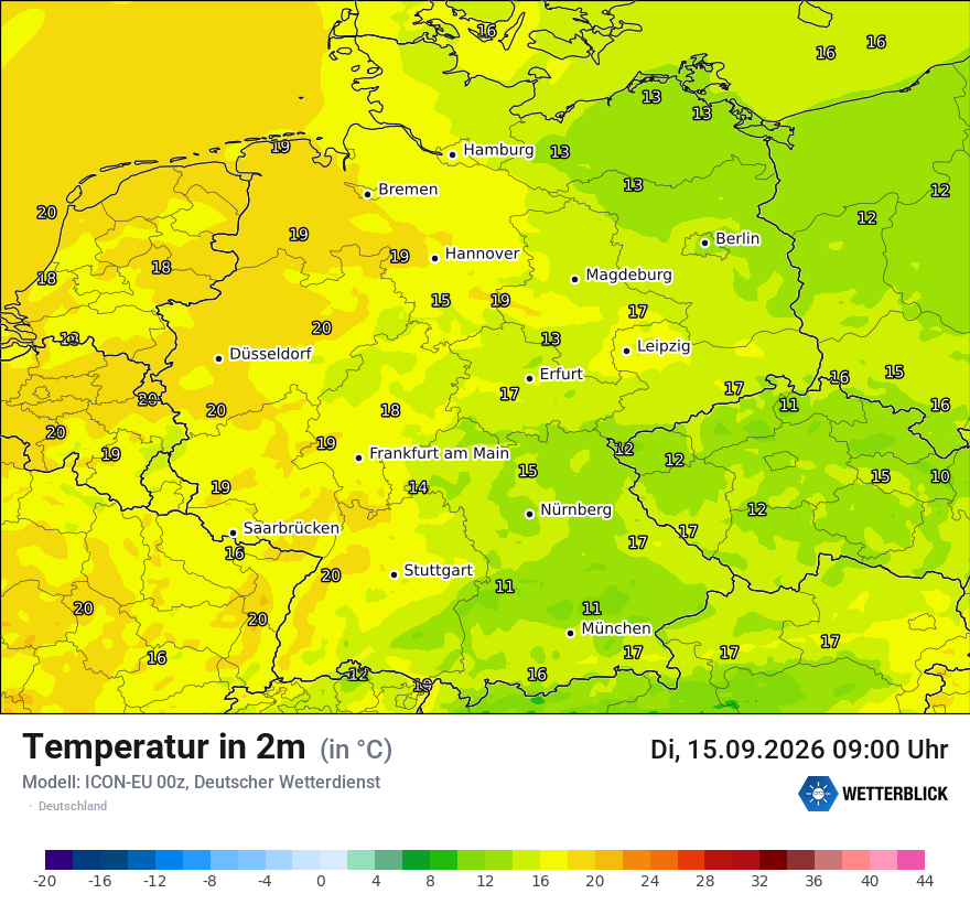 Modellkarte ICON-EU – t2m – deutschland