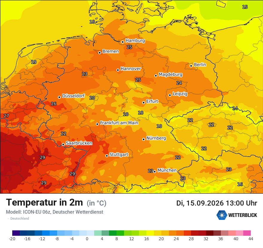 Modellkarte ICON-EU – t2m – deutschland