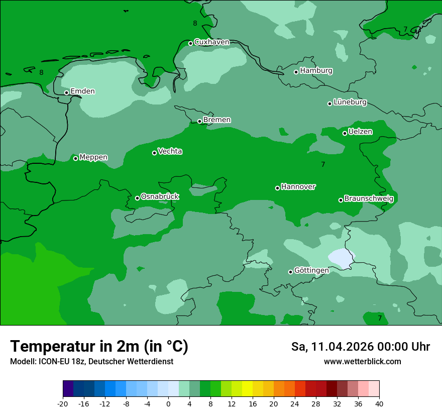Modellkarte ICON-EU – t2m – ni