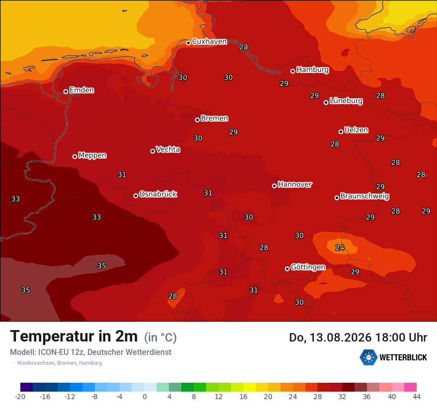 Modellkarte ICON-EU – t2m – ni