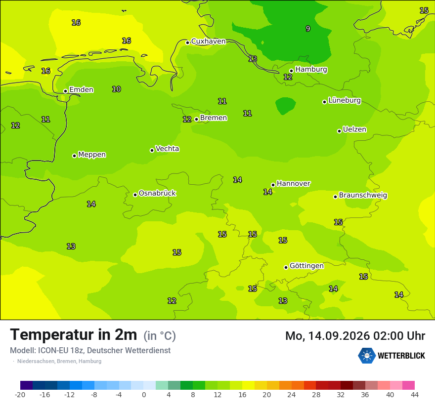 Modellkarte ICON-EU – t2m – ni