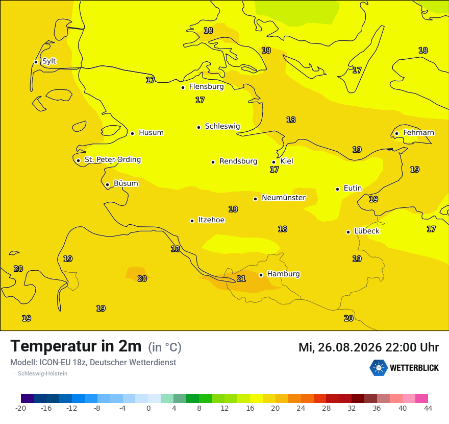 Modellkarte ICON-EU – t2m – sh