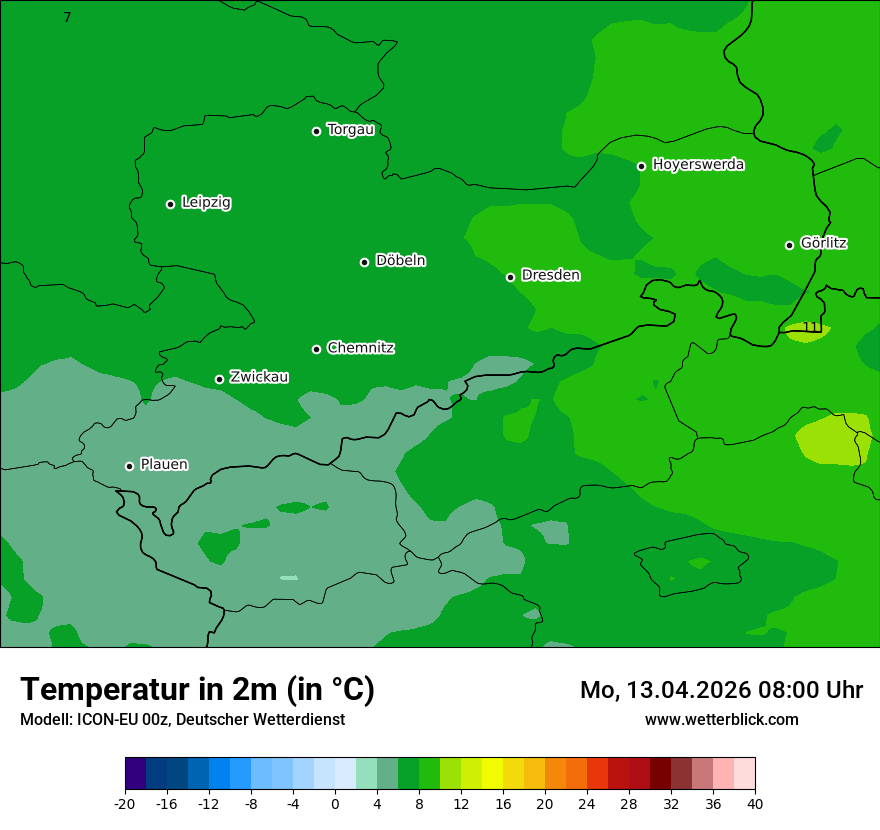 Modellkarte ICON-EU – t2m – sn