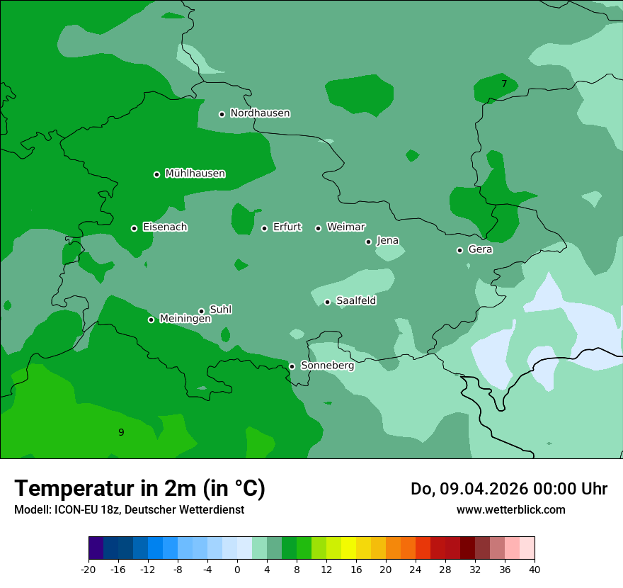 Modellkarte ICON-EU – t2m – th