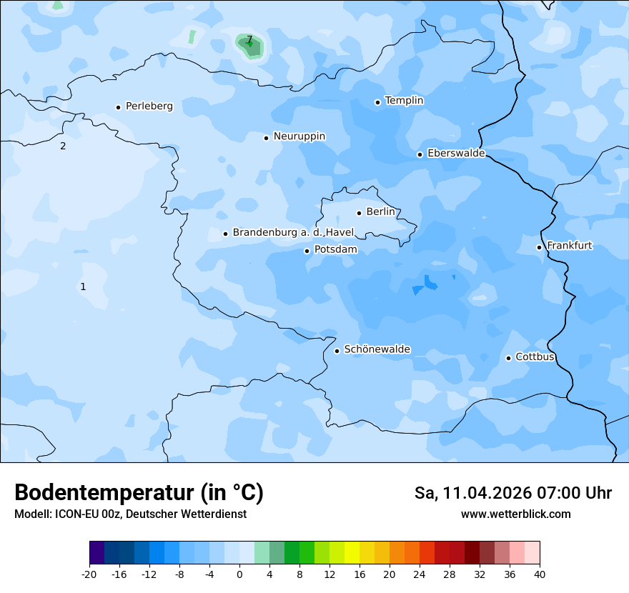 Modellkarte ICON-EU – t_g – bb
