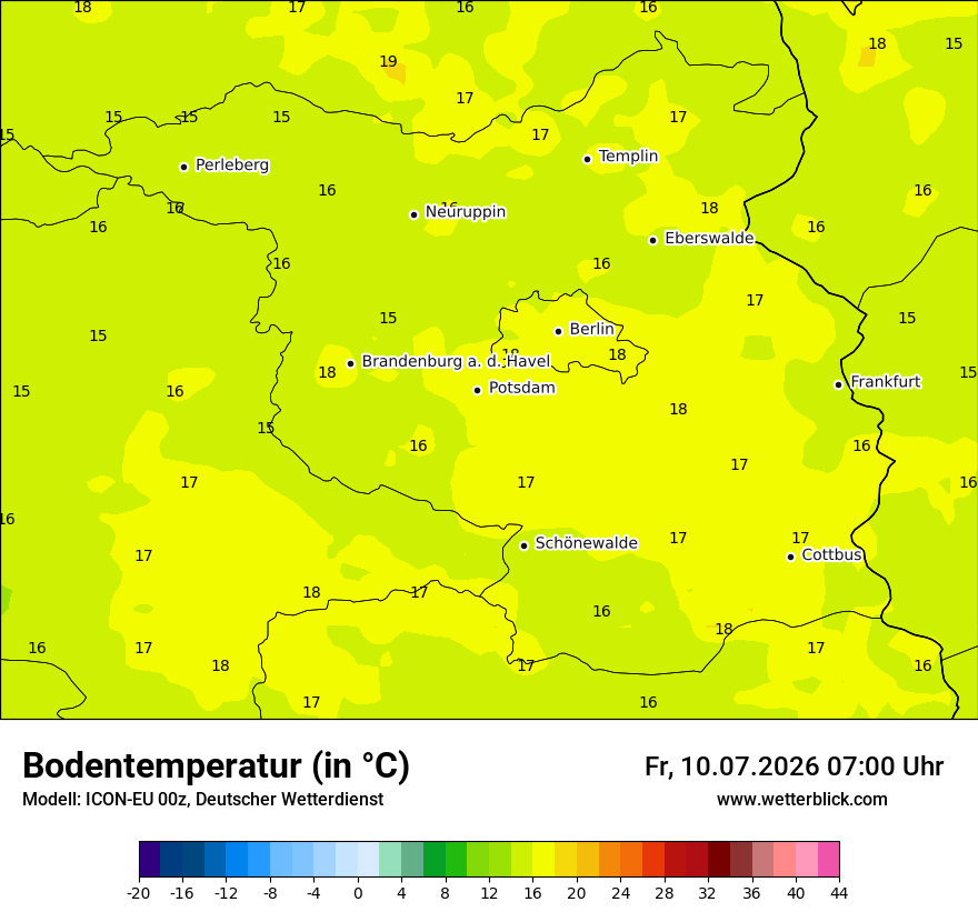 Modellkarte ICON-EU – t_g – bb