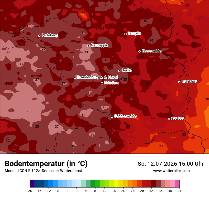 Modellkarte ICON-EU – t_g – bb
