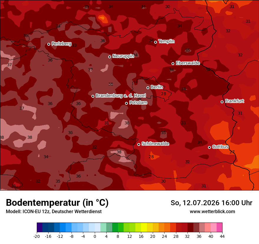 Modellkarte ICON-EU – t_g – bb