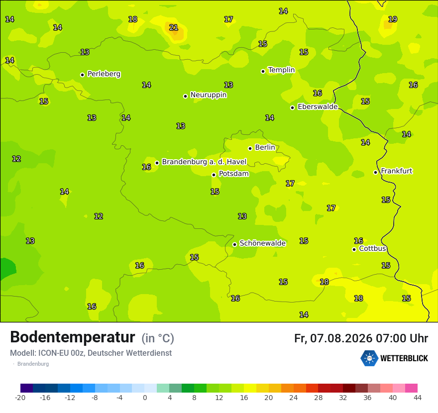 Modellkarte ICON-EU – t_g – bb