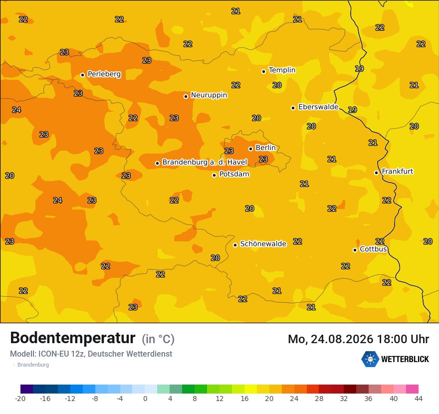 Modellkarte ICON-EU – t_g – bb