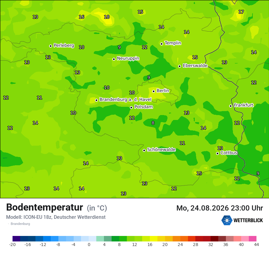 Modellkarte ICON-EU – t_g – bb
