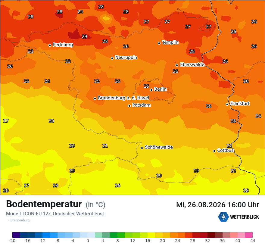 Modellkarte ICON-EU – t_g – bb