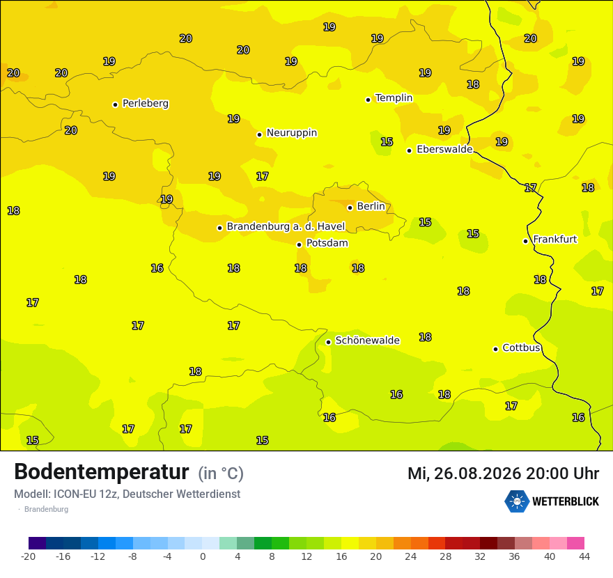 Modellkarte ICON-EU – t_g – bb