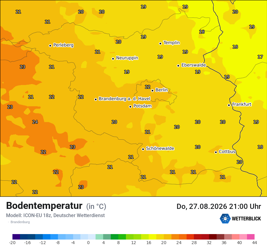 Modellkarte ICON-EU – t_g – bb