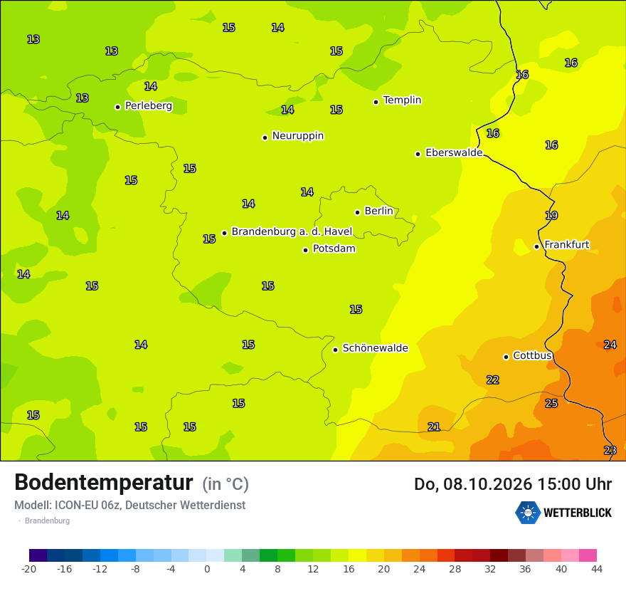Modellkarte ICON-EU – t_g – bb