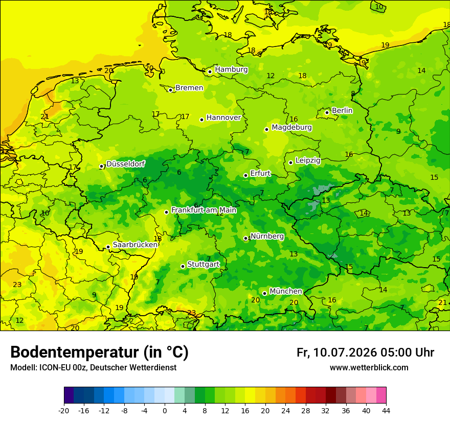 Modellkarte ICON-EU – t_g – deutschland