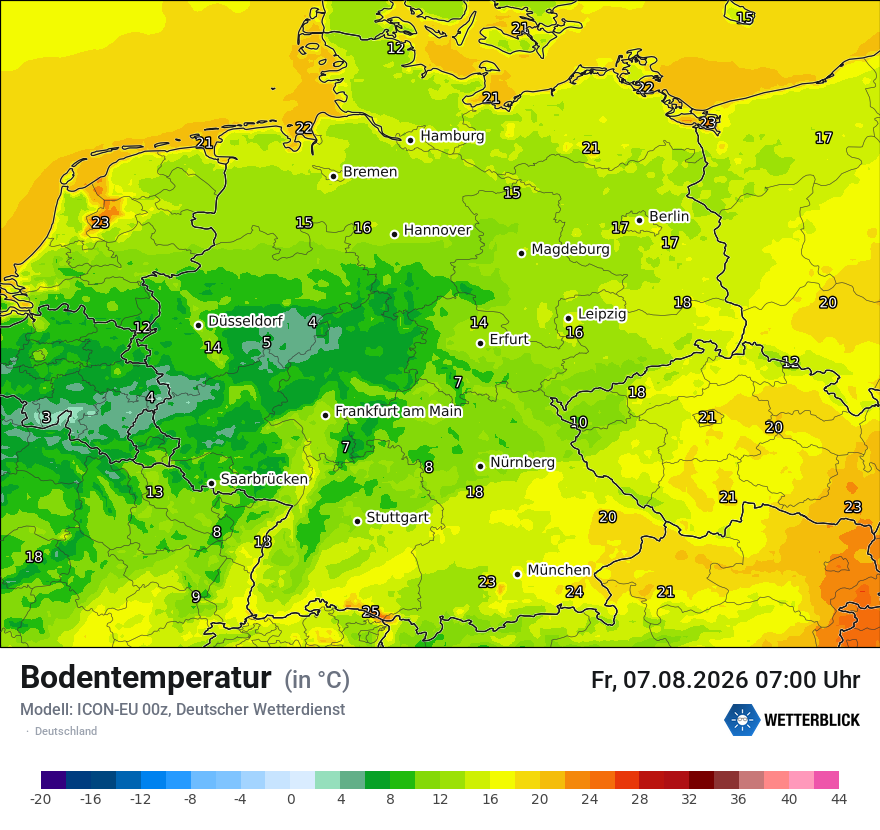 Modellkarte ICON-EU – t_g – deutschland