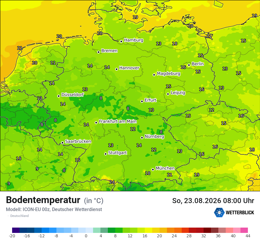 Modellkarte ICON-EU – t_g – deutschland