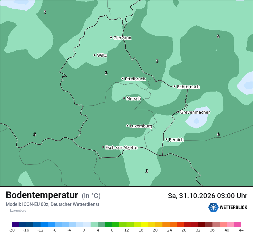 Modellkarte ICON-EU – t_g – luxemburg