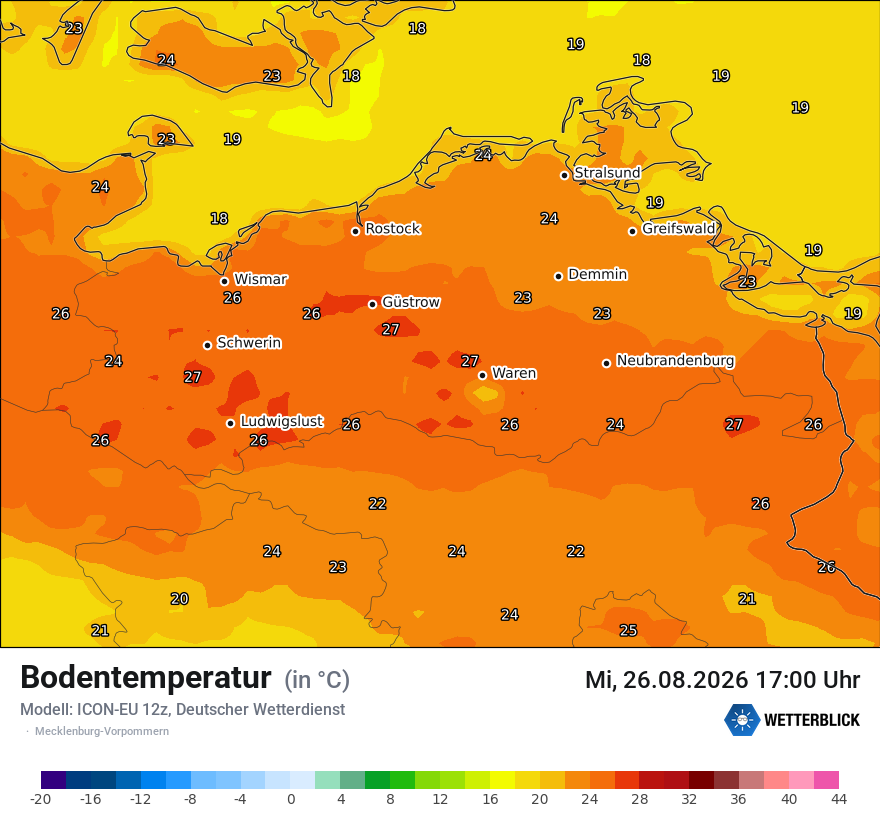 Modellkarte ICON-EU – t_g – mv