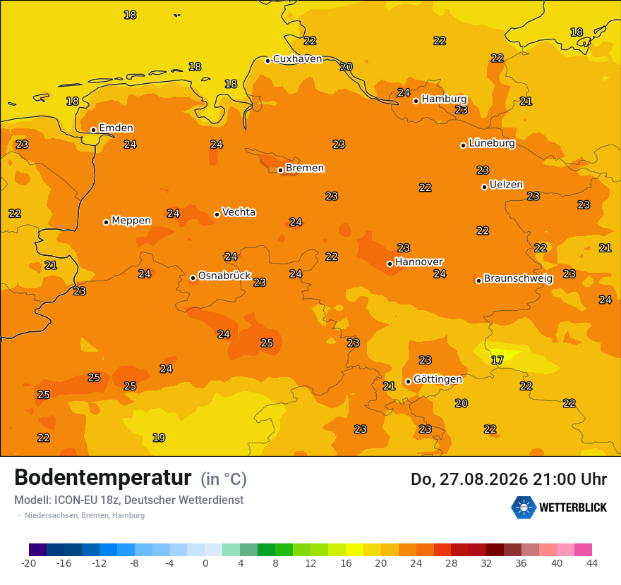 Modellkarte ICON-EU – t_g – ni