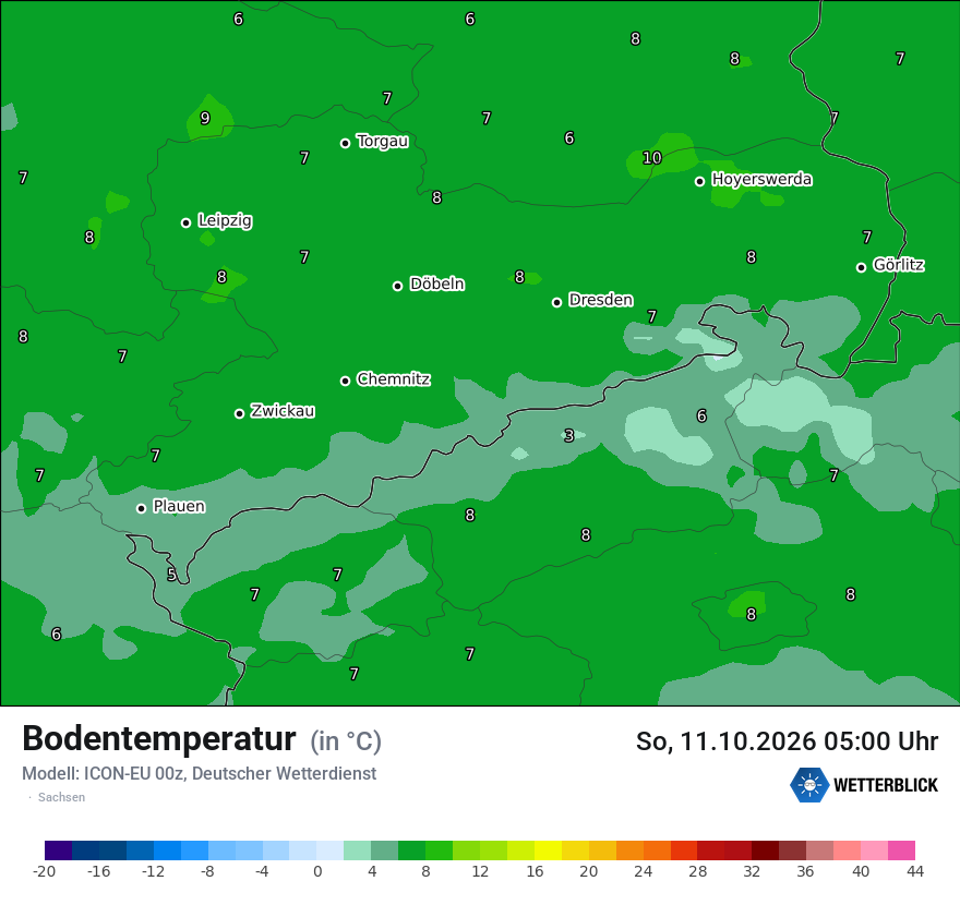 Modellkarte ICON-EU – t_g – sn