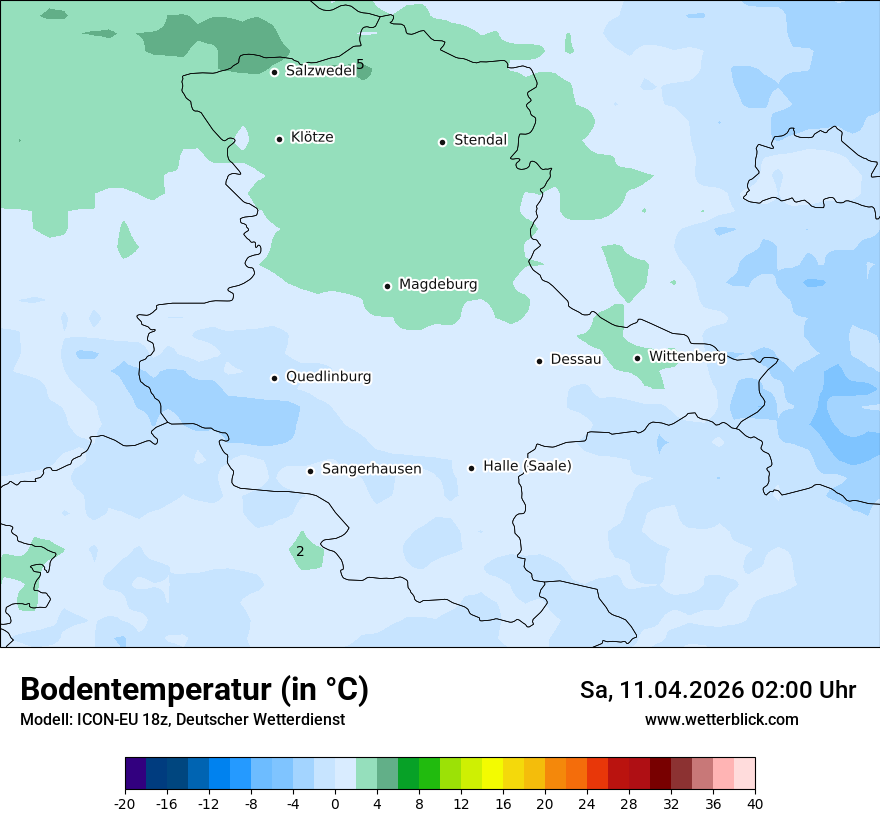 Modellkarte ICON-EU – t_g – st