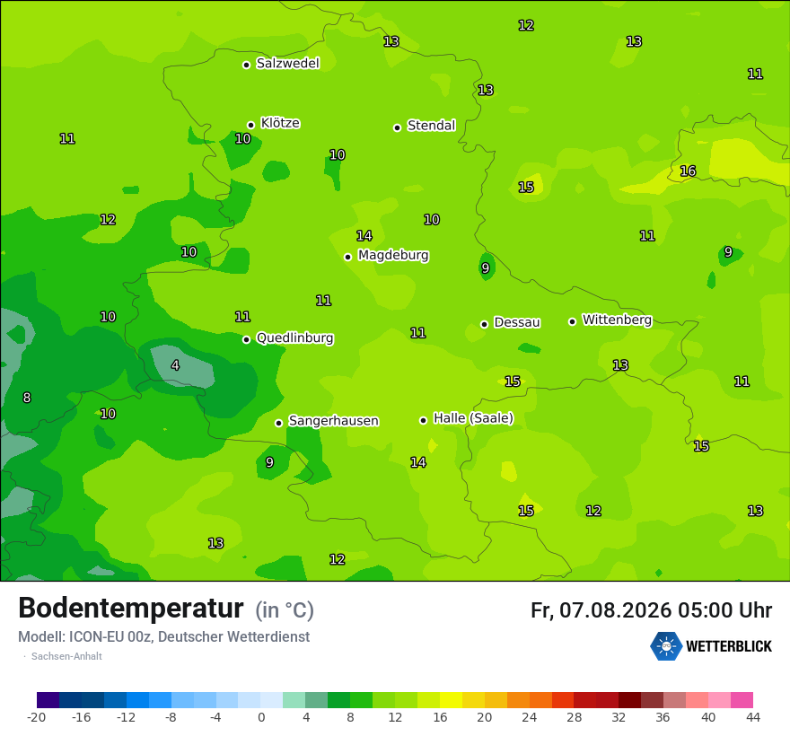Modellkarte ICON-EU – t_g – st