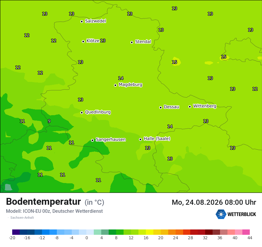 Modellkarte ICON-EU – t_g – st