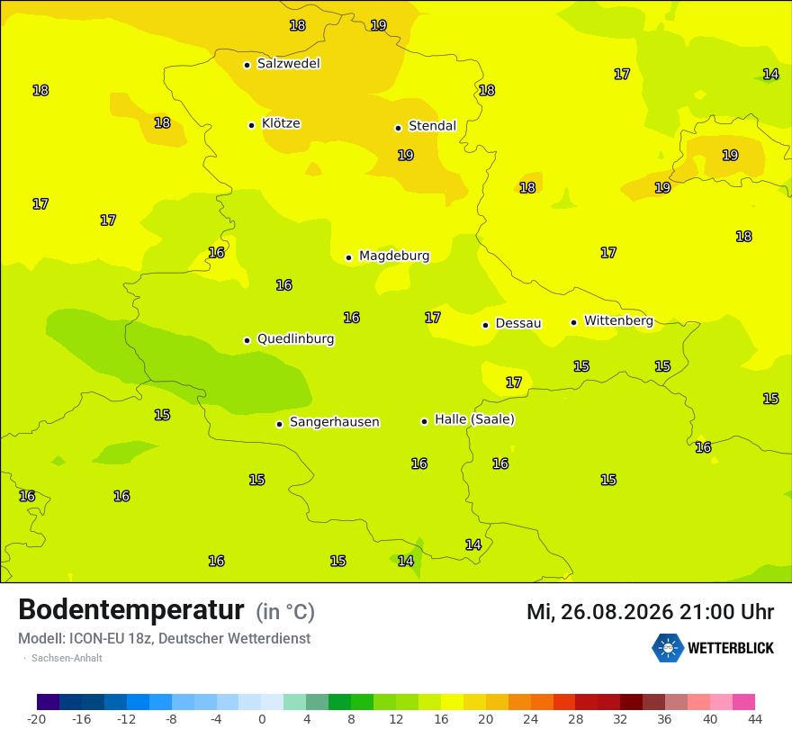 Modellkarte ICON-EU – t_g – st