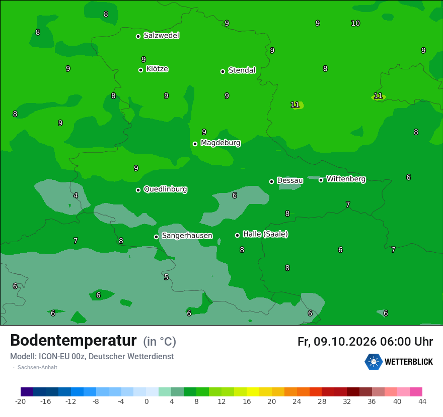 Modellkarte ICON-EU – t_g – st