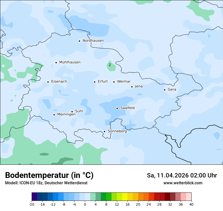 Modellkarte ICON-EU – t_g – th