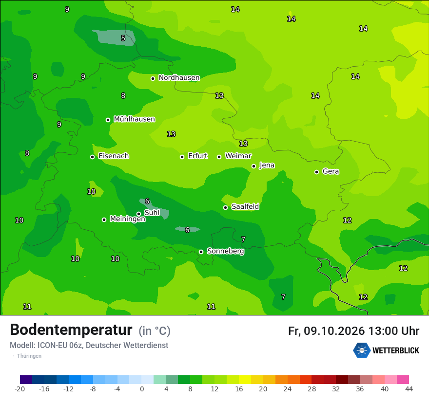 Modellkarte ICON-EU – t_g – th