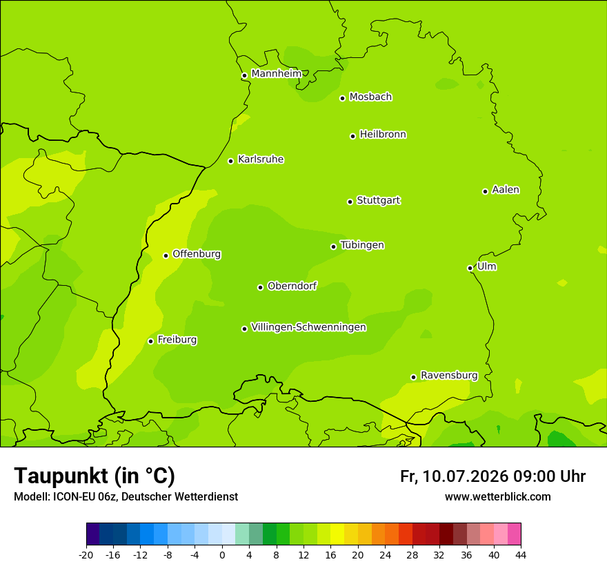 Modellkarte ICON-EU – td – bw