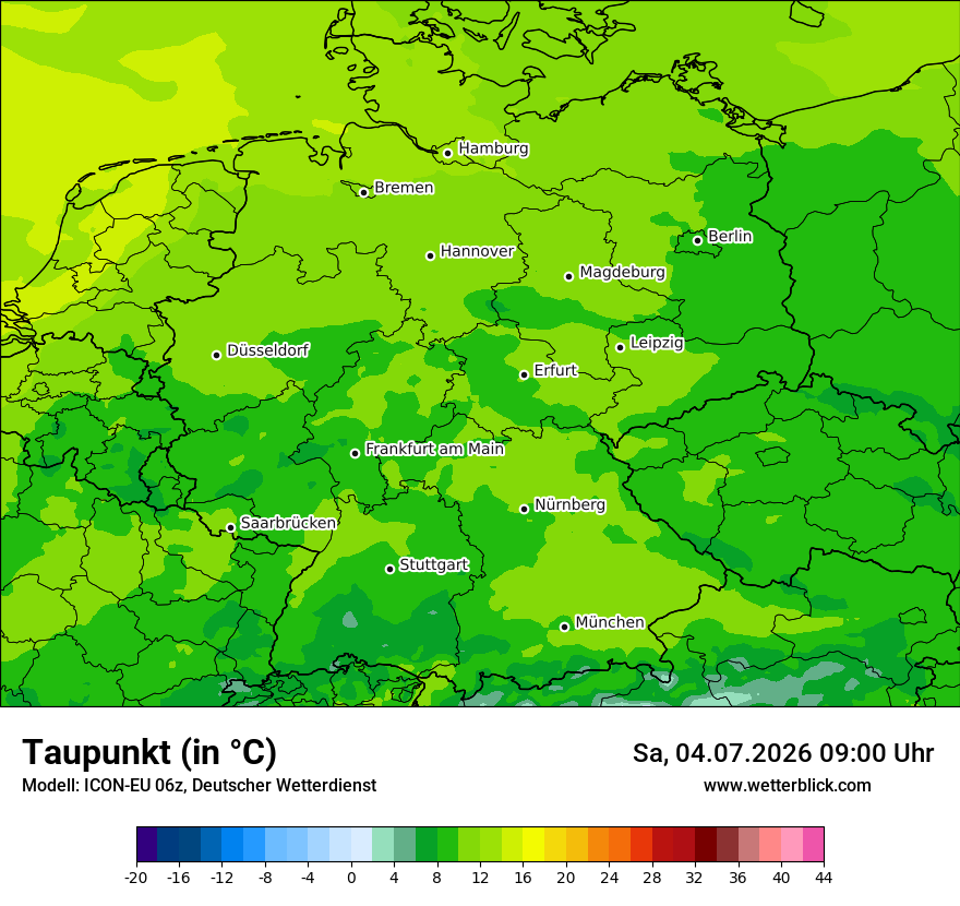 Modellkarte ICON-EU – td – deutschland