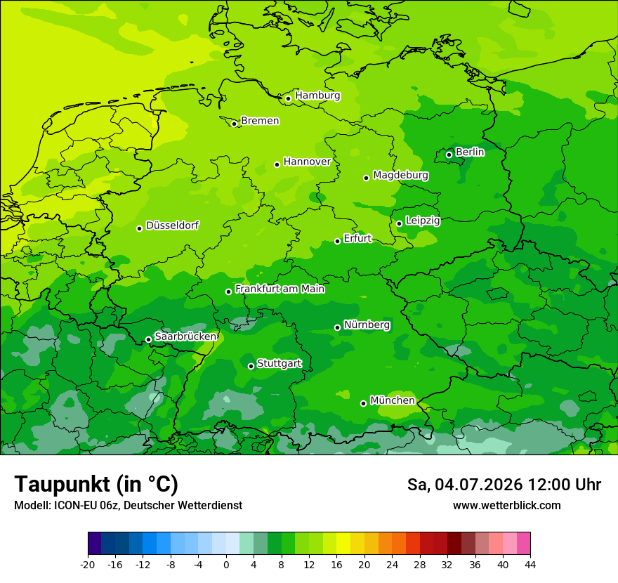 Modellkarte ICON-EU – td – deutschland