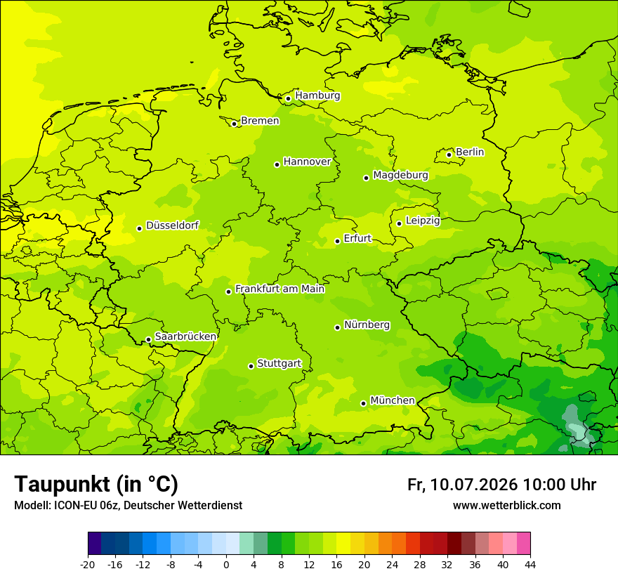 Modellkarte ICON-EU – td – deutschland
