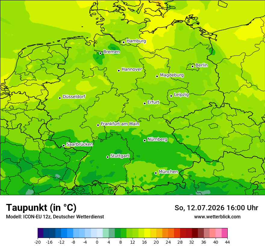 Modellkarte ICON-EU – td – deutschland