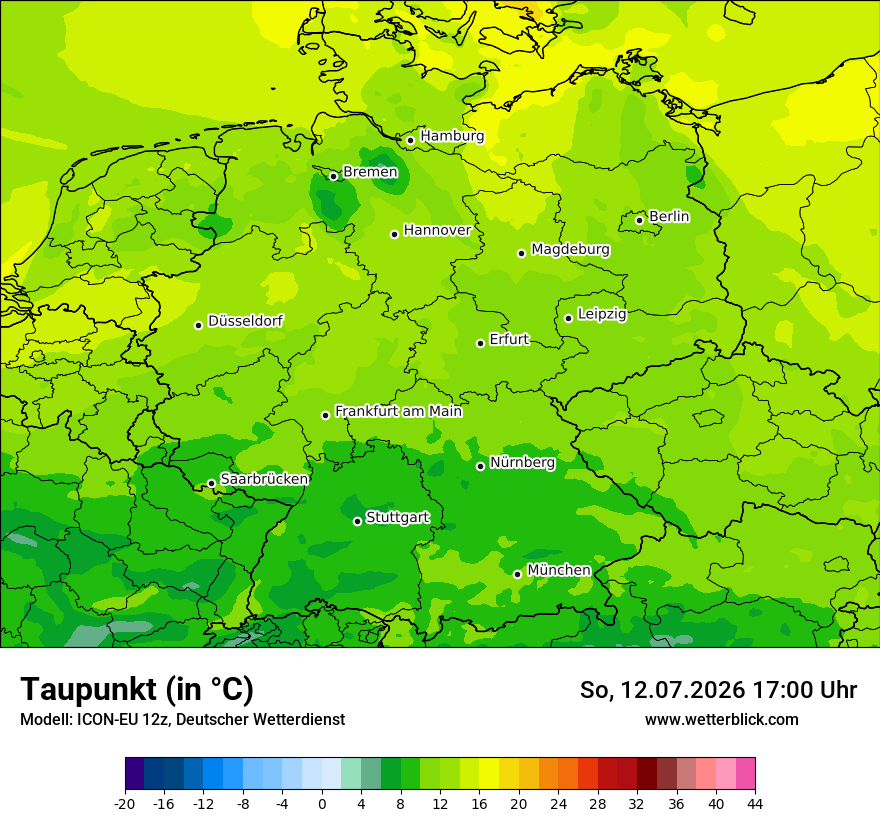 Modellkarte ICON-EU – td – deutschland
