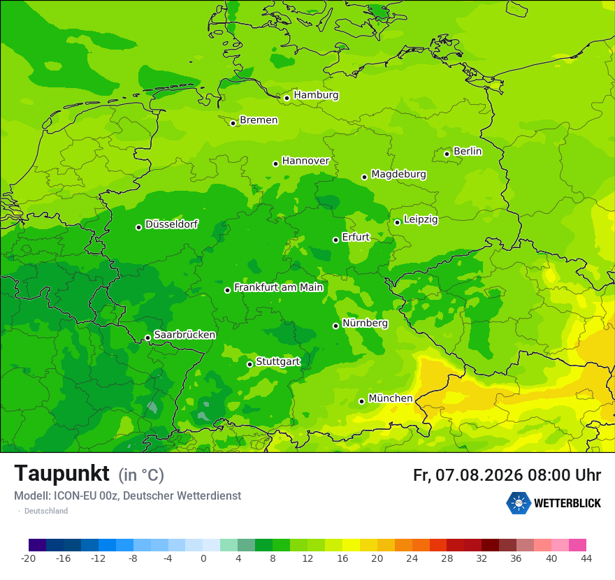 Modellkarte ICON-EU – td – deutschland