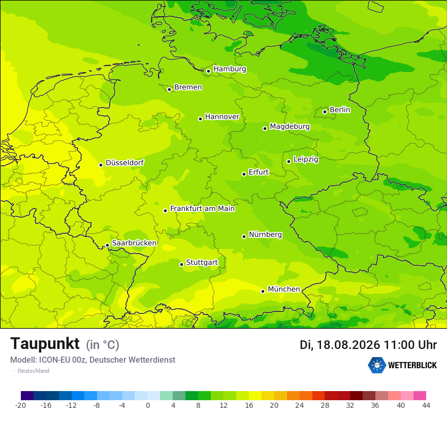 Modellkarte ICON-EU – td – deutschland