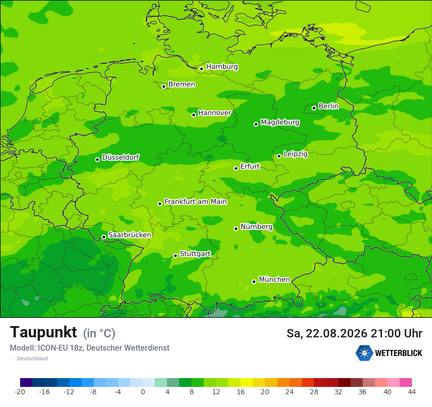 Modellkarte ICON-EU – td – deutschland