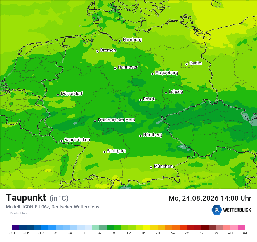 Modellkarte ICON-EU – td – deutschland